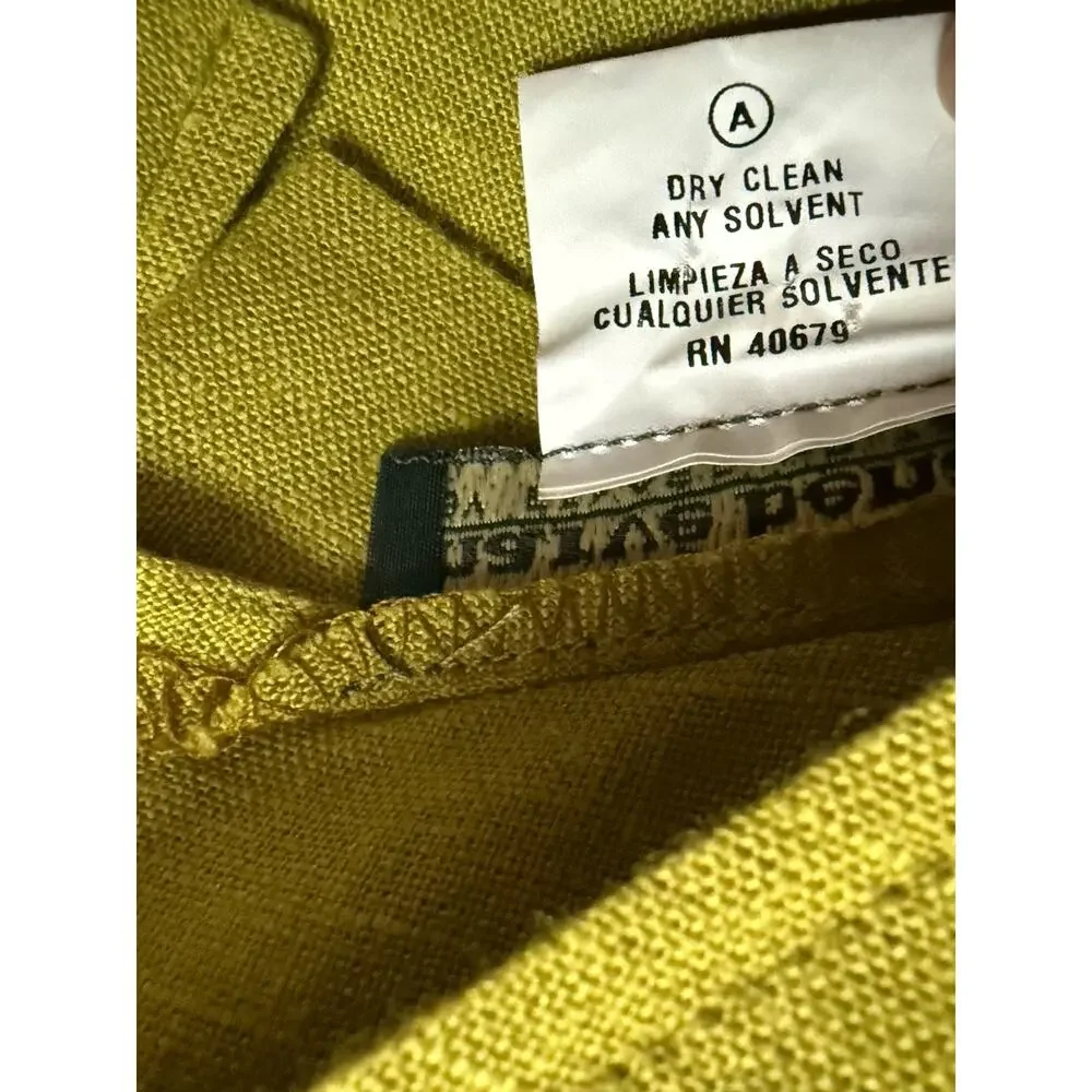 Harve Benard Womens 6 100% Linen Dress Jacket Set Chartreuse Green 2 Piece